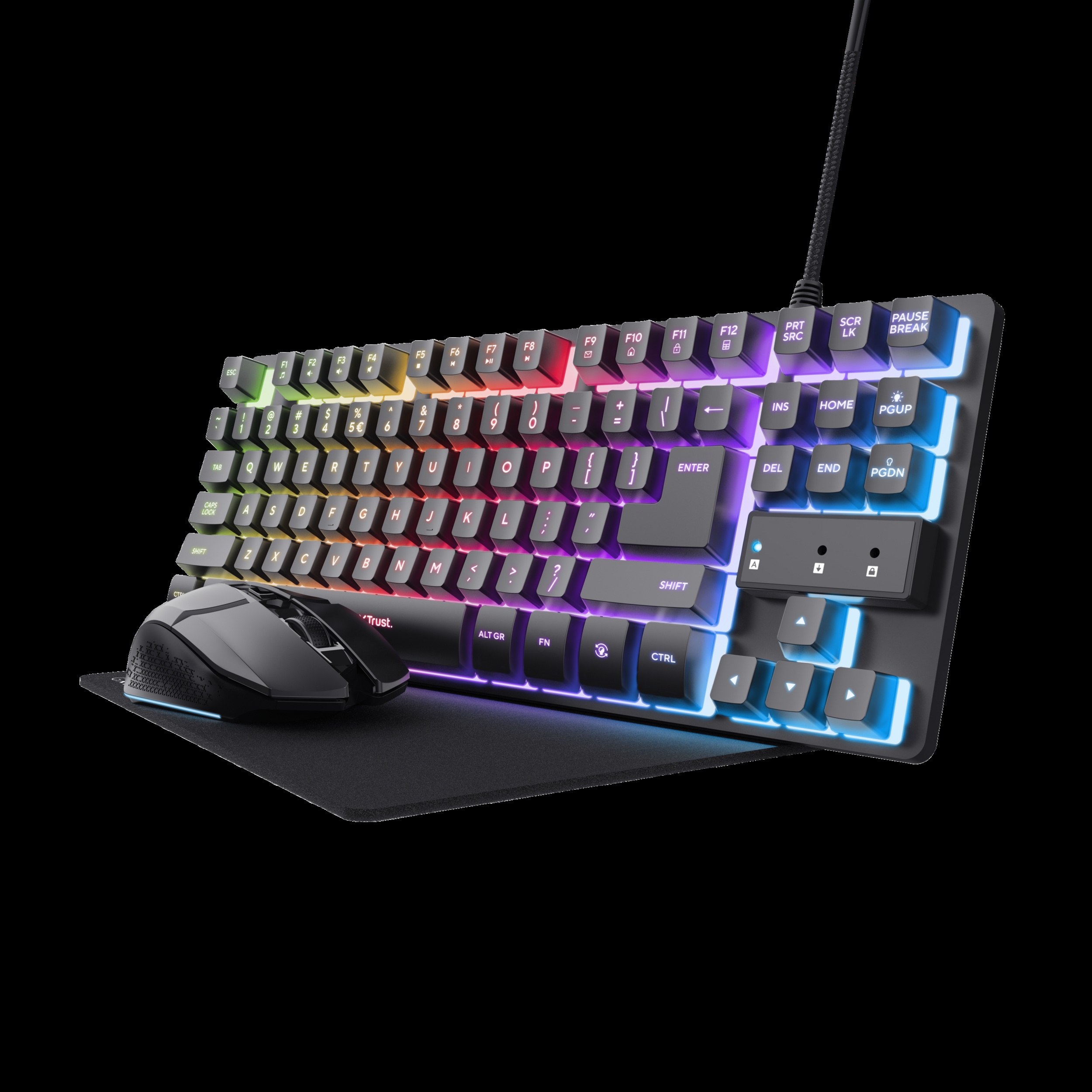 Trust teclado mouse y almohadilla gamer color negro en español - 25227