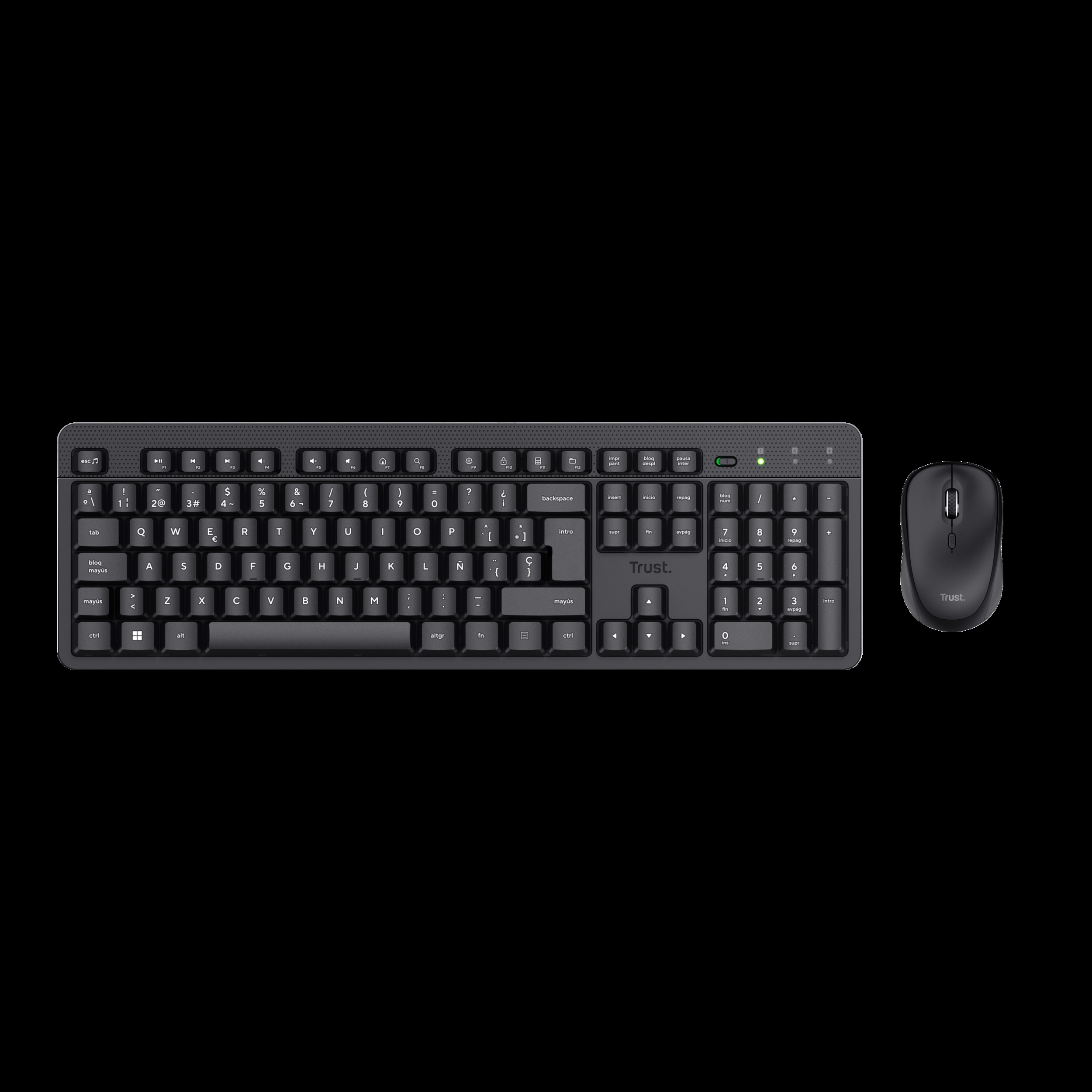Trust combo de teclado y mouse inalámbricos y silenciosos ES ODY II - 25020