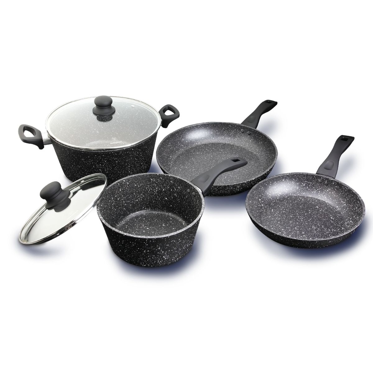 Westinghouse juego de 2 ollas 2 sartenes  de aluminio forjado  acabado marmol de 6 piezas - WCCS000906AMBB