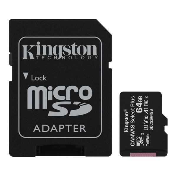 Kingston tarjeta de memoria micro SD canvas c/adaptador (clase 10) SDCS2/64GB
