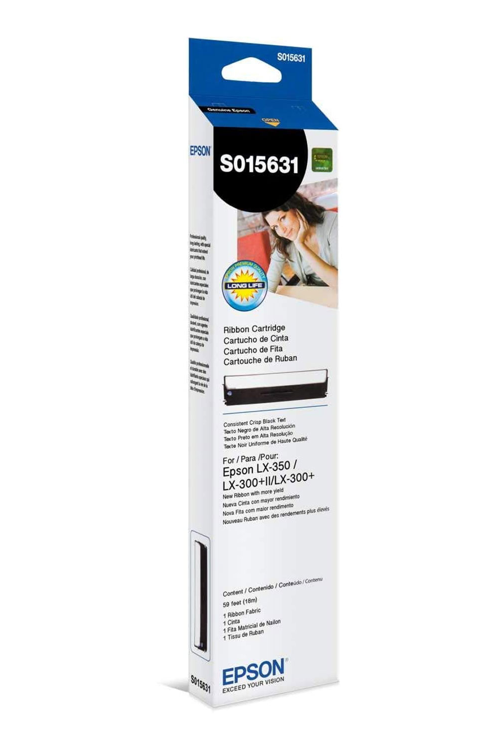 Epson cinta negra edg ribbon cartridge para LX350/LX300 S015631 - Imagen 2