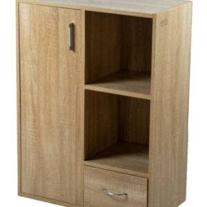 Kenneth Cole librero 1 puerta 1 gaveta 2 cubos color roble-W60 x H80 x D30 cm-KCWD20220513-O