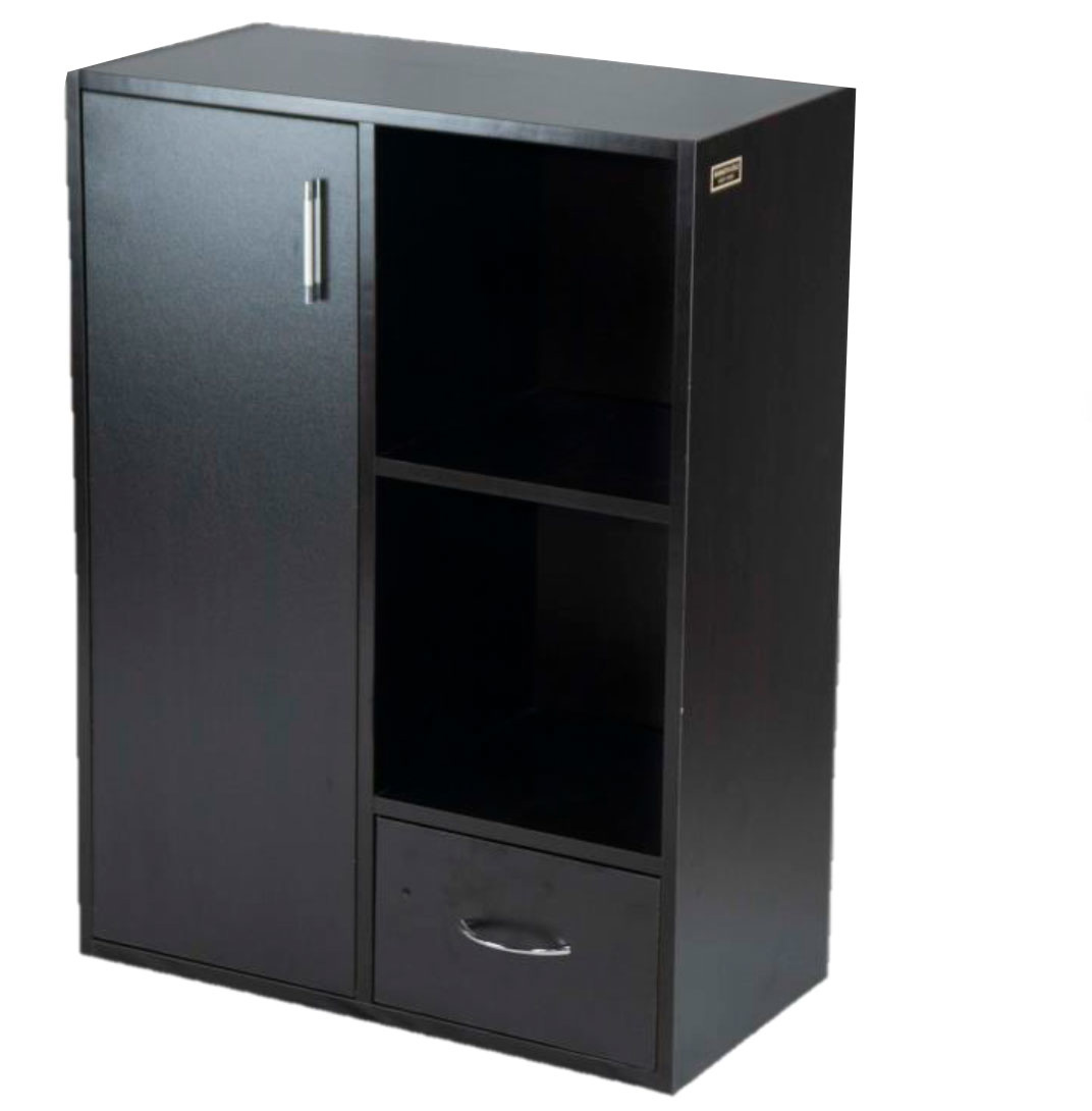 Kenneth Cole librero 1 puerta 1 gaveta 2 cubos color negro-W60 x H80 x D30 cm-KCWD20220513-B - Imagen 2