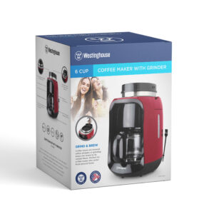 Westinghouse cafetera con moledor café 2 en 1 roja  - WKCM256