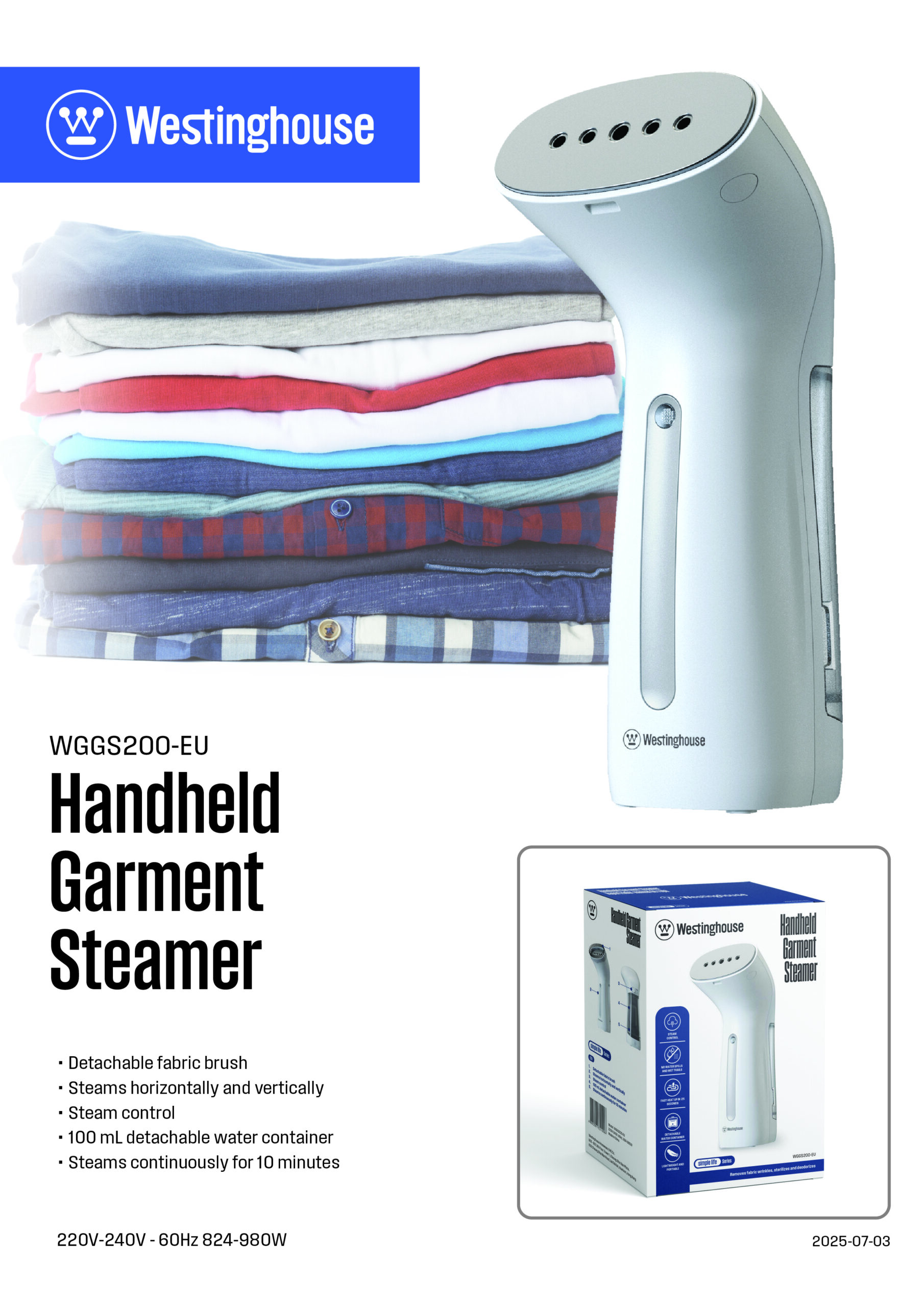 Westinghouse vaporizador de prendas de vestir color blanco - WGGS200 - Imagen 3