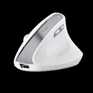 Trust mouse vertical ergonomico inalambrico Bayo color blanco recargable - 25398